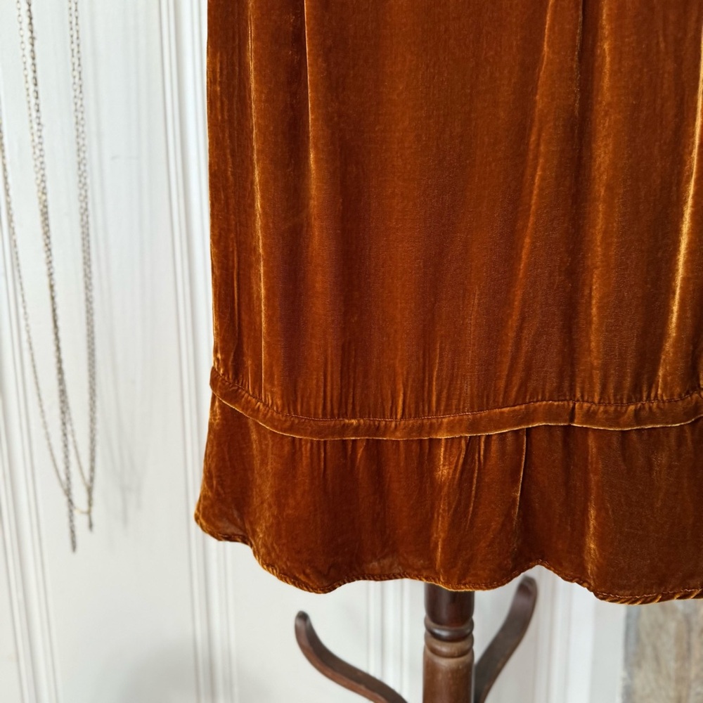Silk Blend Copper Tone Velvet Skirt Small - Picture 2 of 6
